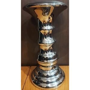 LARGE Candle Pillar STAND Silver color Pottery 4 inch pillar or taper Holiday